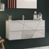 Mobile bagno sospeso 100cm con lavabo 2 cassetti bianco lucido specchi Olimpo