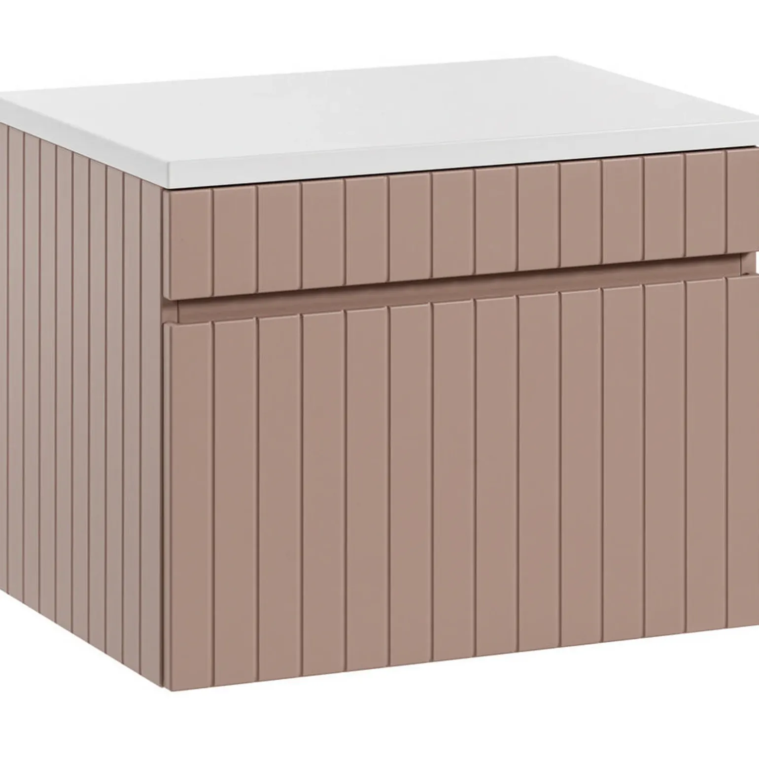 Mobile bagno sospeso 60cm cannettato 1 cassettone rosa Autentic