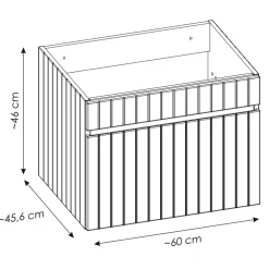 Mobile bagno sospeso 60cm cannettato 1 cassettone rosa Autentic