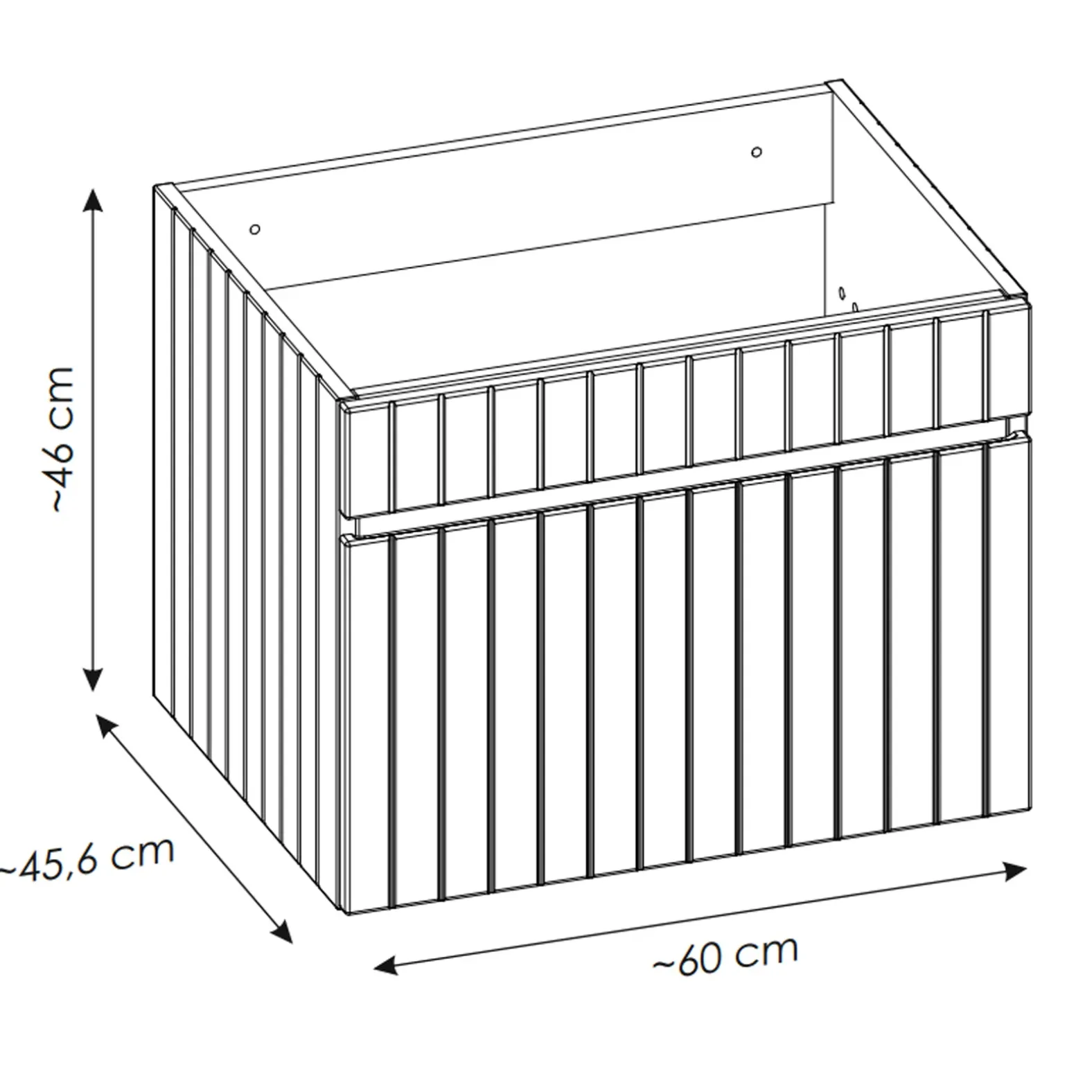 Mobile bagno sospeso 60cm cannettato 1 cassettone rosa Autentic
