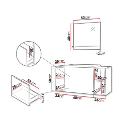 Mobile bagno sospeso 106cm con lavabo e specchio serigrafato bianco Baden 9