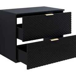 Mobile bagno sospeso 80cm con colonna nero frontali decorati Konny