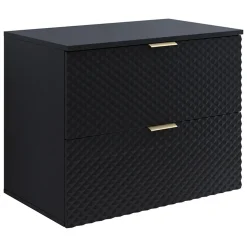 Mobile bagno sospeso 80cm con colonna nero frontali decorati Konny