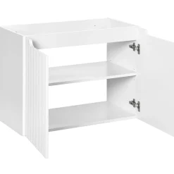 Mobile bagno sospeso 80cm cannettato con lavabo 2 ante bianco Cleany