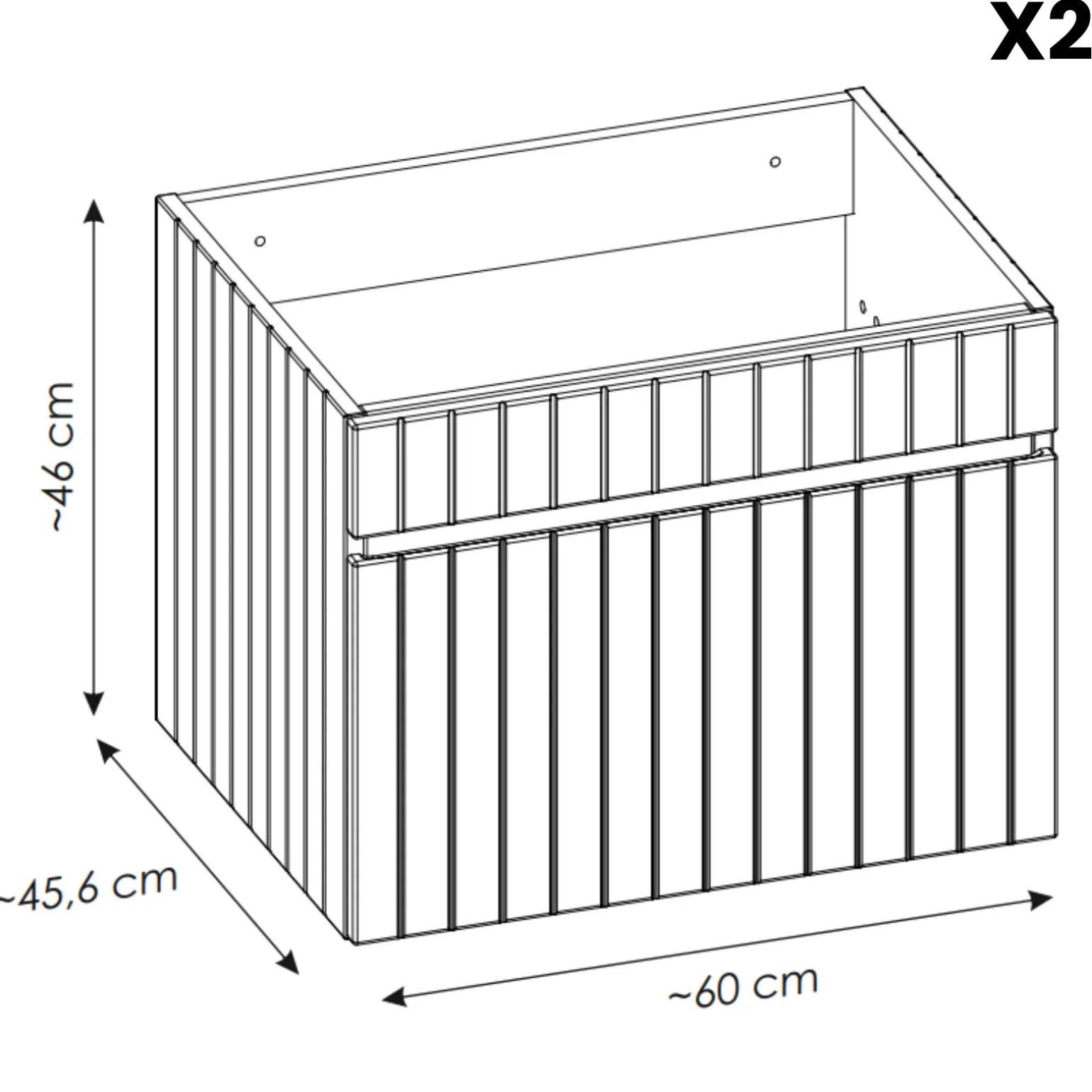 Mobile bagno sospeso 140cm cannettato con 2 lavabi, colonna e specchio bianco quercia Autentic