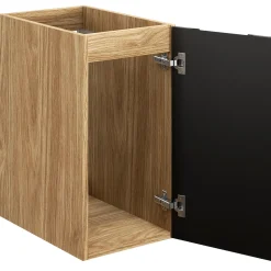 Mobile bagno sospeso 120cm con 2 lavabi, colonna, pensile e base sospesa nero rovere Swim