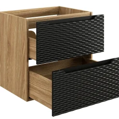 Mobile bagno sospeso 120cm con 2 lavabi, colonna, pensile e base sospesa nero rovere Swim