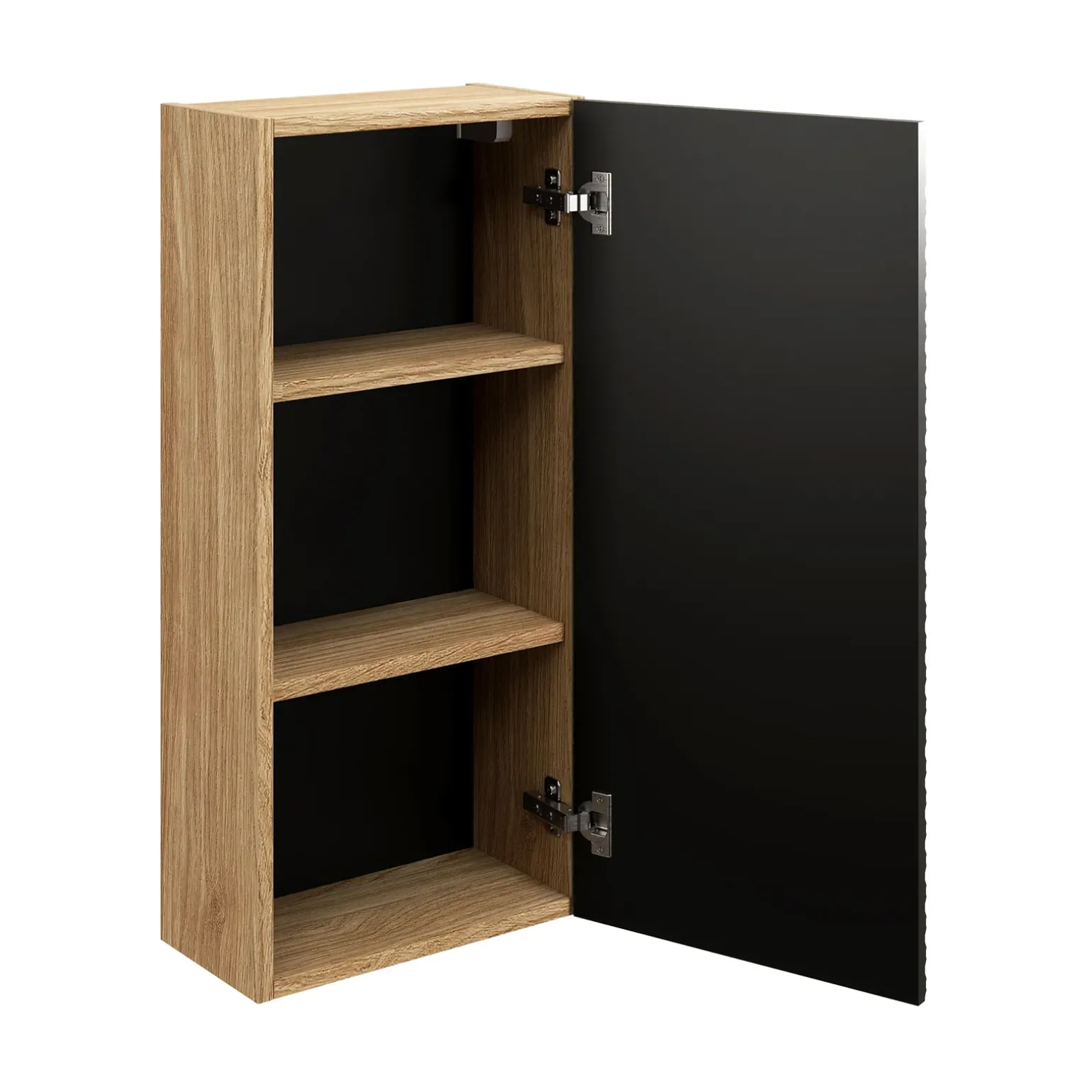 Mobile bagno sospeso 120cm con 2 lavabi, colonna, pensile e base sospesa nero rovere Swim