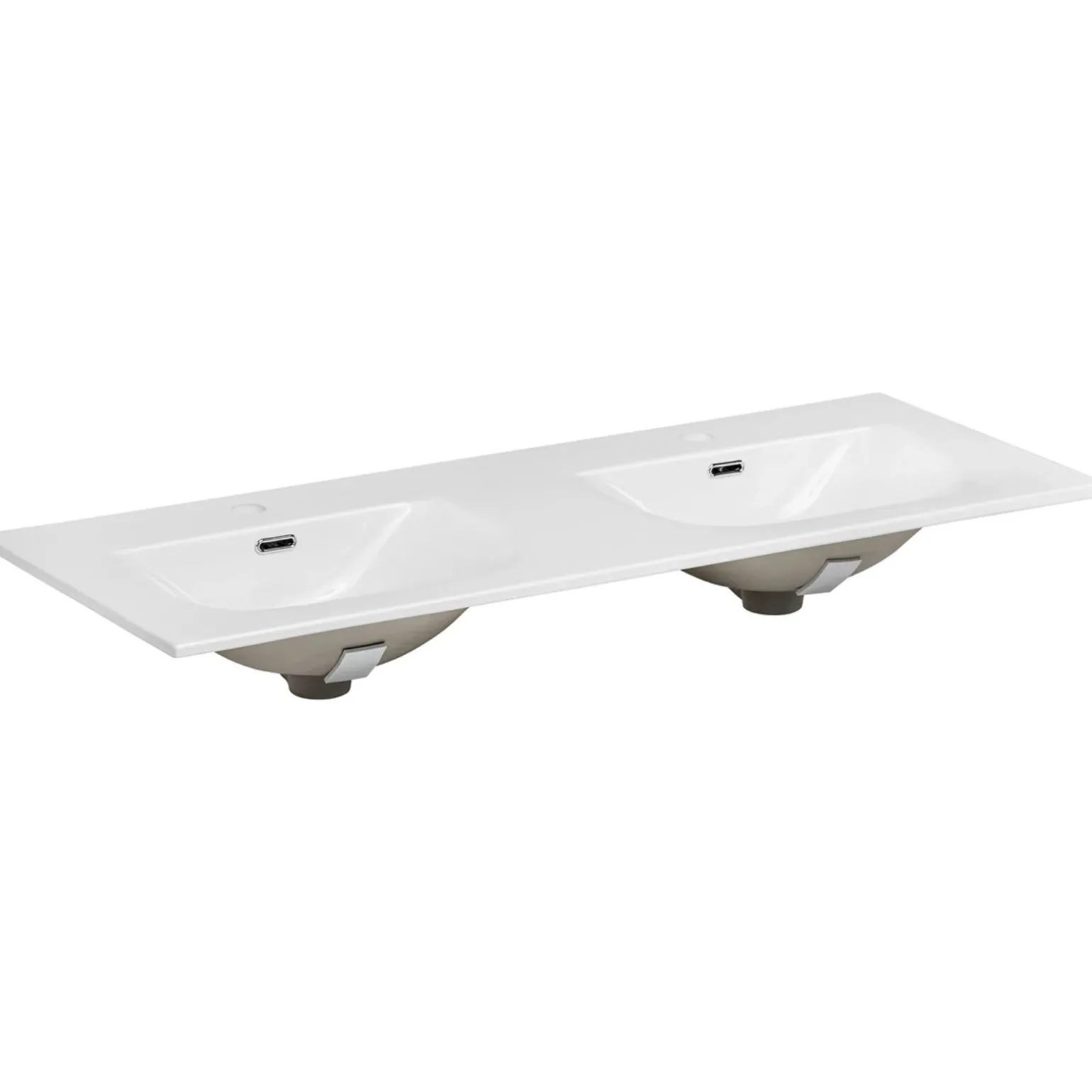Mobile bagno sospeso 120cm cannettato con 2 lavabi 2 cassettoni bianco Autentic
