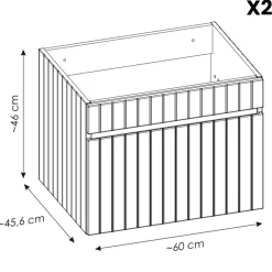 Mobile bagno sospeso 120cm cannettato con 2 lavabi 2 cassettoni bianco Autentic