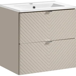 Mobile bagno sospeso 60cm con lavabo 2 cassetti beige cashmere Neutry
