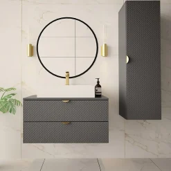 Mobile bagno sospeso 80cm con colonna grigio Hakone 2