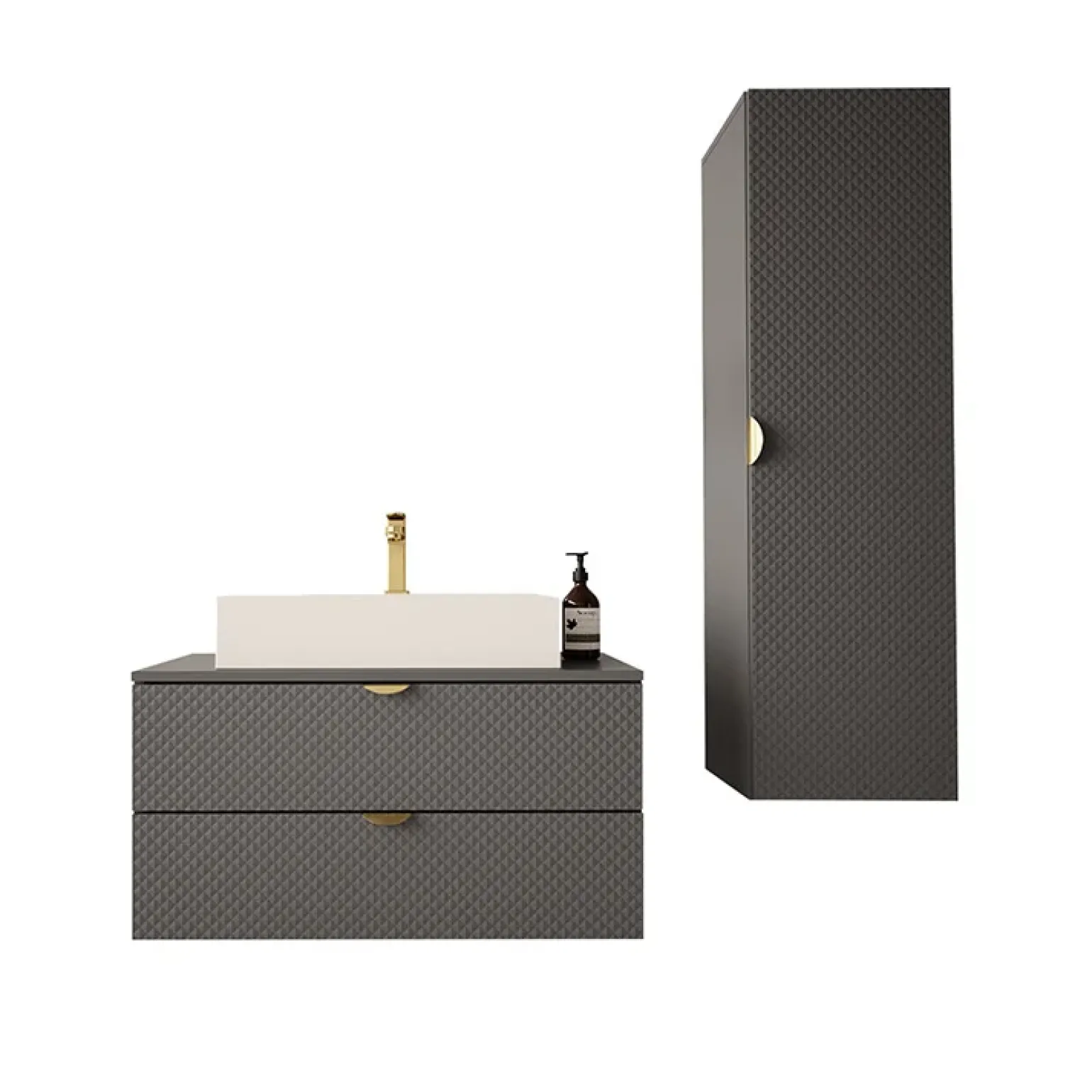Mobile bagno sospeso 80cm con colonna grigio Hakone 2