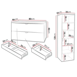 Mobile bagno sospeso 80cm con colonna grigio Hakone 2