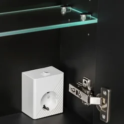 Mobile bagno sospeso 120cm con 2 lavabi, specchio e colonna nero Serif