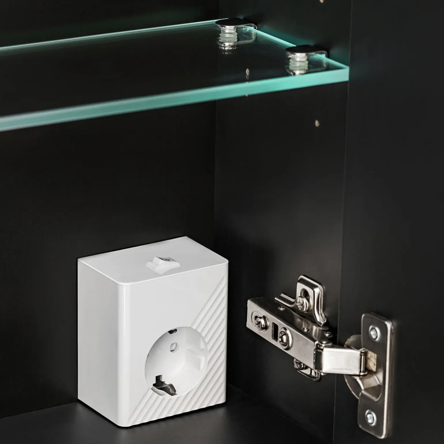 Mobile bagno sospeso 120cm con 2 lavabi, specchio e colonna nero Serif