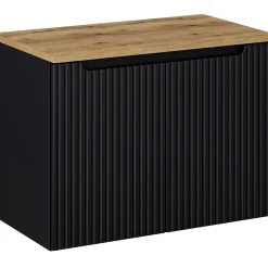 Mobile bagno sospeso 80cm cannettato 2 ante nero rovere Cleany