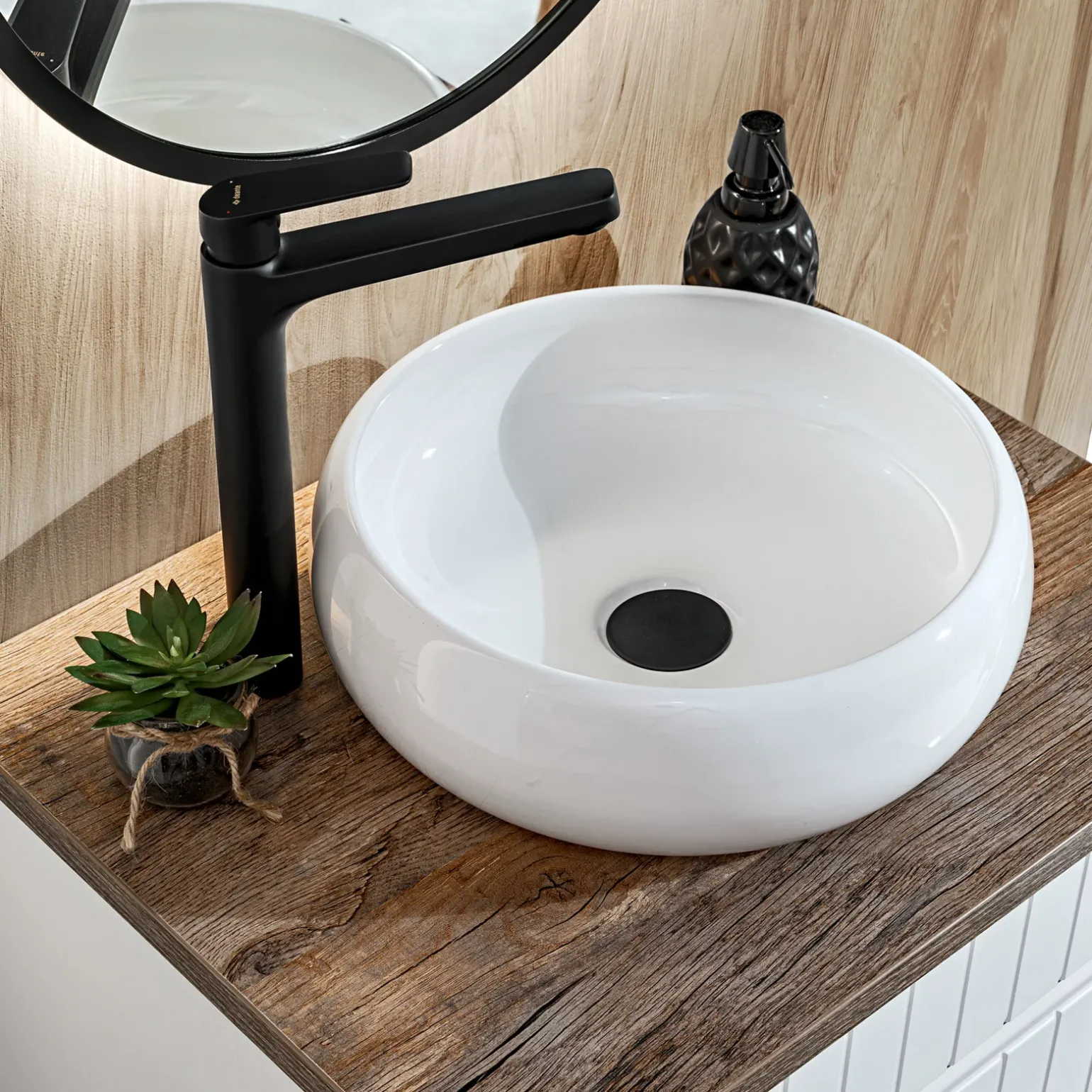Mobile bagno sospeso 60cm cannettato 1 cassettone bianco quercia Autentic