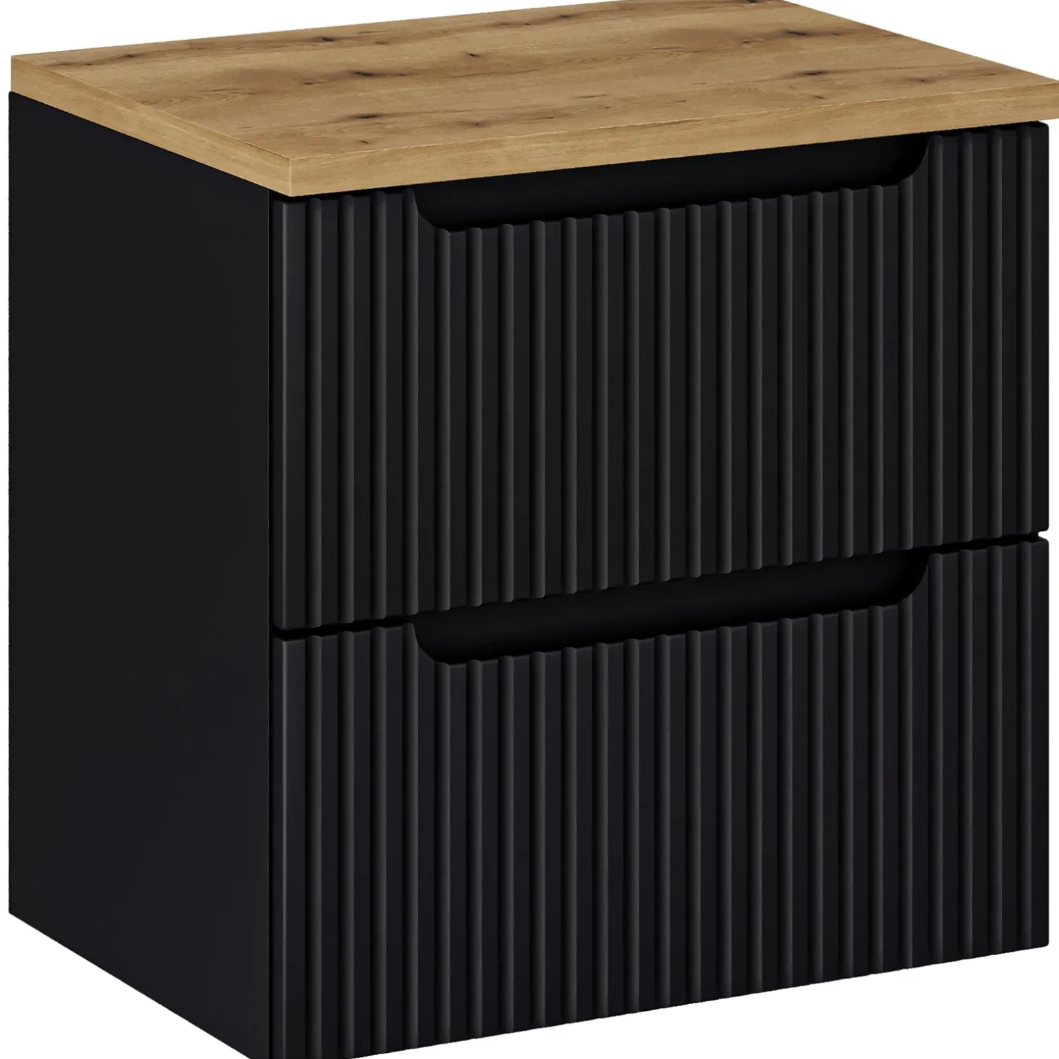 Mobile bagno sospeso 60cm cannettato 2 cassetti nero rovere Cleany