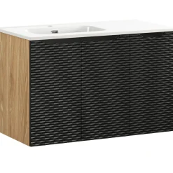 Mobile bagno sospeso 90cm con lavabo da incasso nero rovere Swim