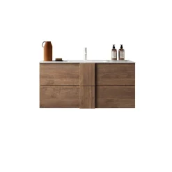 Mobile bagno sospeso 100cm con lavabo 2 cassetti rovere Alvarez
