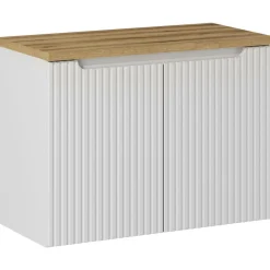 Mobile bagno sospeso 80cm cannettato 2 ante bianco rovere Cleany