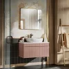 Mobile bagno sospeso 100cm cannettato 1 cassettone rosa Autentic