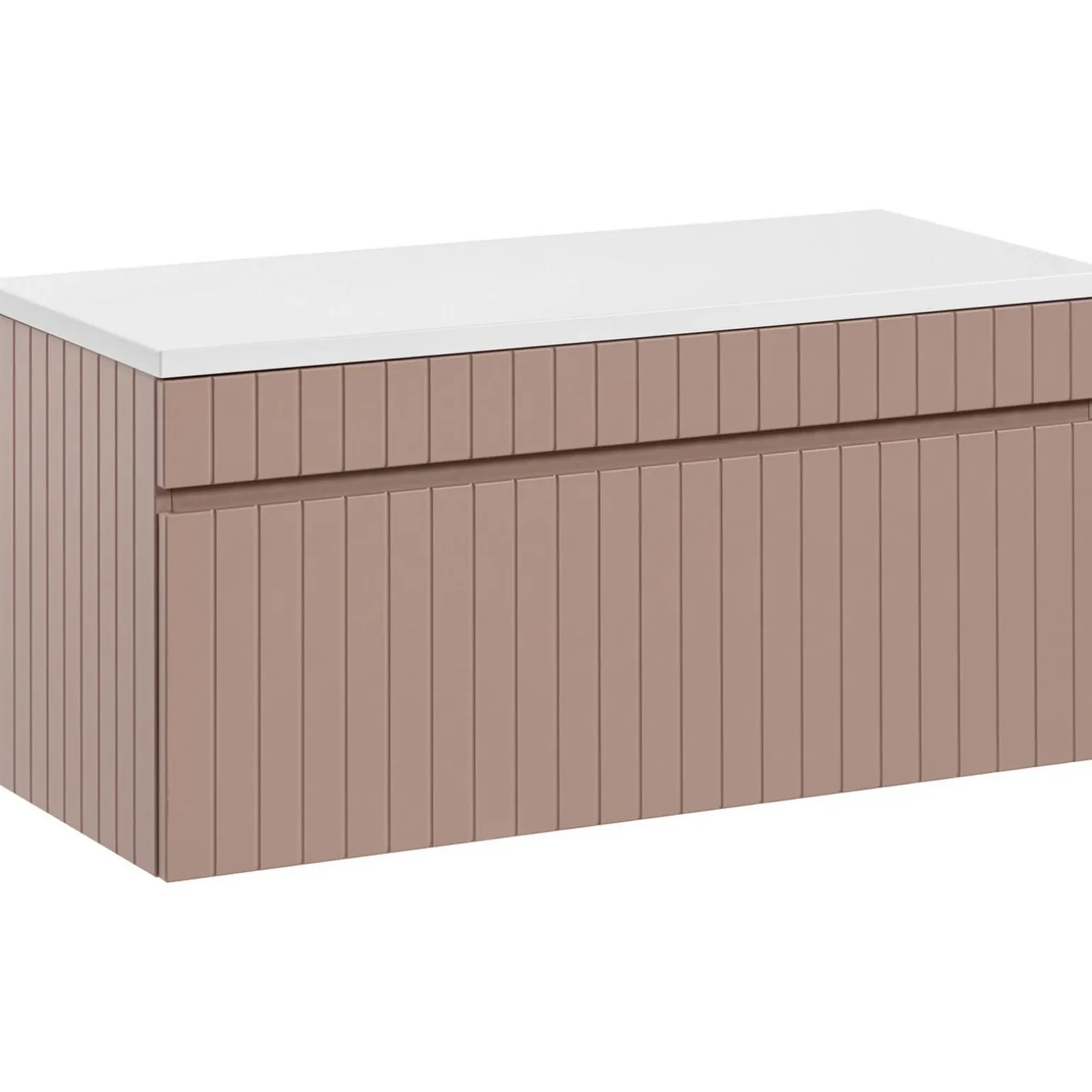 Mobile bagno sospeso 100cm cannettato 1 cassettone rosa Autentic