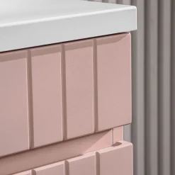 Mobile bagno sospeso 100cm cannettato 1 cassettone rosa Autentic