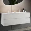 Mobile bagno sospeso 120cm con doppio lavabo bianco lucido Moon