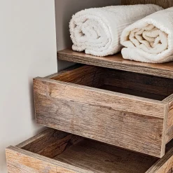 Mobile bagno sospeso 180cm con 2 lavabi, 2 mobili specchio e colonna grigio quercia Serif