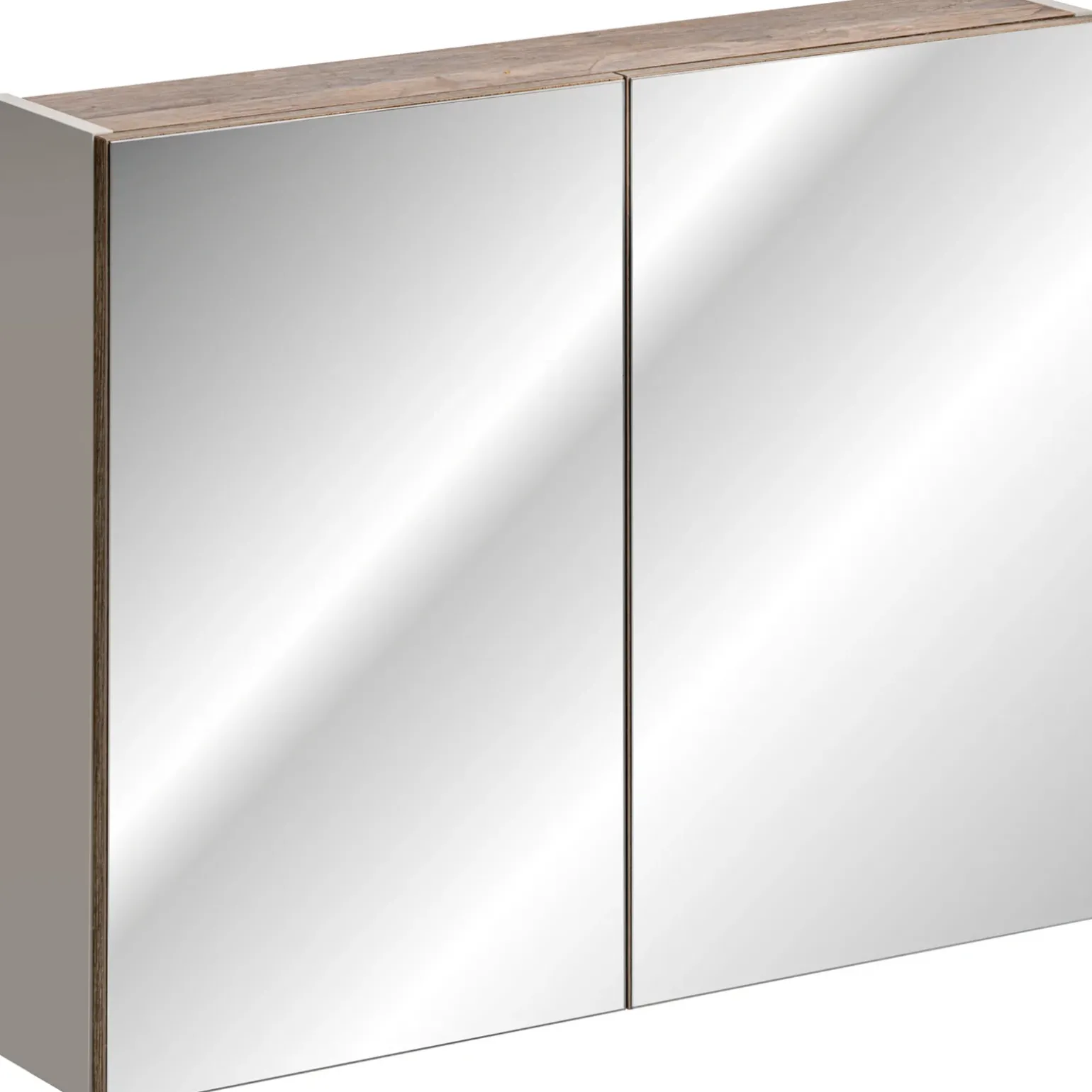 Mobile bagno sospeso 180cm con 2 lavabi, 2 mobili specchio e colonna grigio quercia Serif