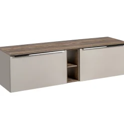 Mobile bagno sospeso 180cm con 2 lavabi, 2 mobili specchio e colonna grigio quercia Serif