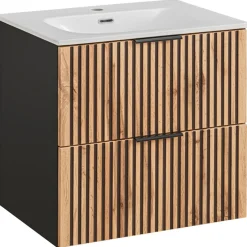Mobile bagno sospeso 60cm cm con lavabo quercia antracite Limpid