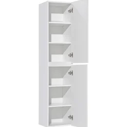 Mobile bagno sospeso 60cm cannettato con lavabo, colonna e specchio bianco Autentic