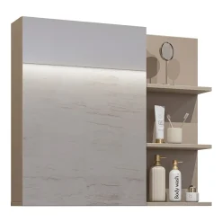 Mobile bagno sospeso 120cm con specchio tortora nero Linda