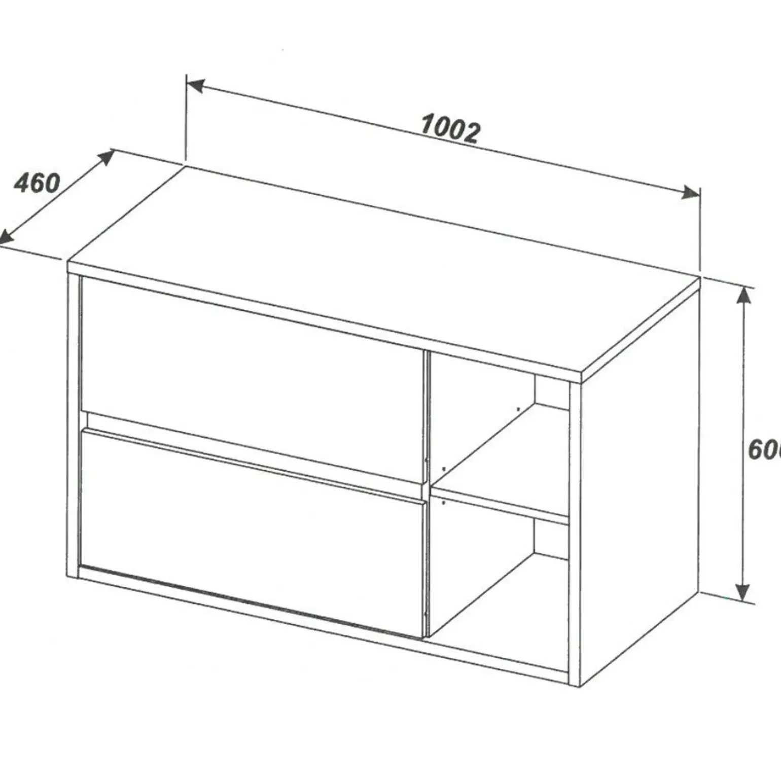 Mobile bagno sospeso 100cm con lavabo, specchio e colonna rovere antracite Stony