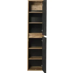 Mobile bagno sospeso 100cm con lavabo, specchio e colonna rovere antracite Stony