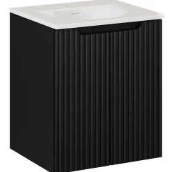 Mobile bagno sospeso 50cm cannettato con lavabo 2 ante nero Cleany