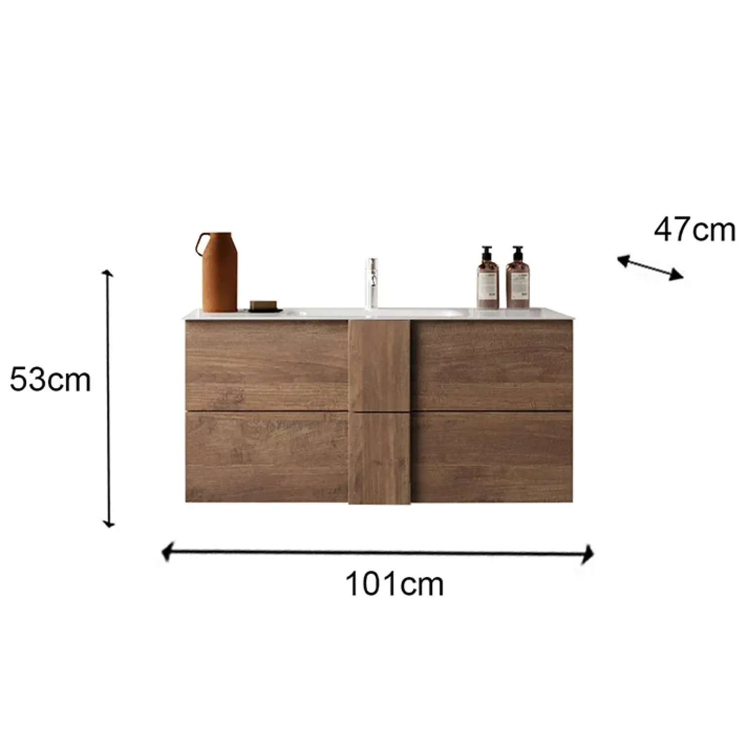 Mobile bagno sospeso 100cm con lavabo e specchio rovere Alvarez