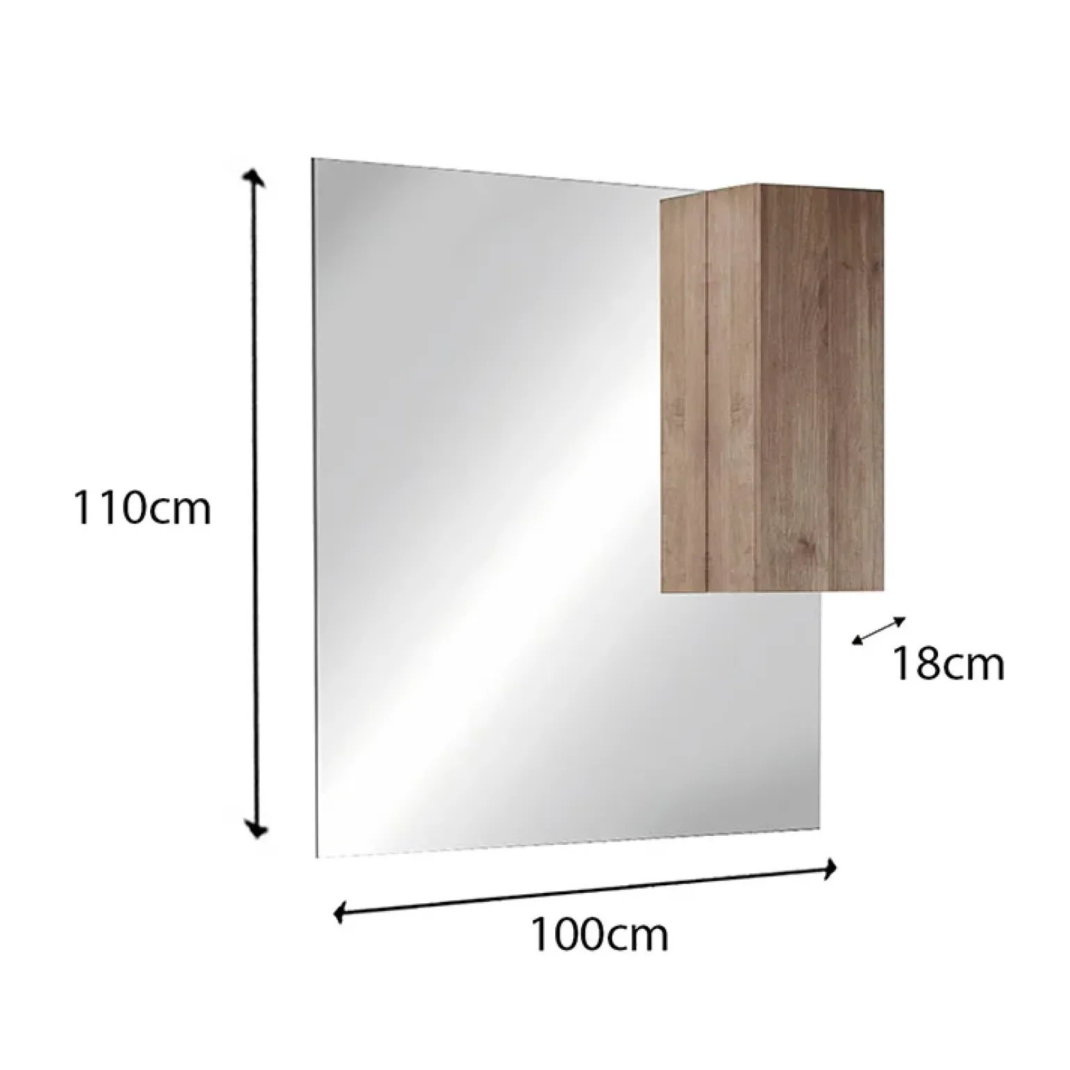 Mobile bagno sospeso 100cm con lavabo e specchio rovere Alvarez