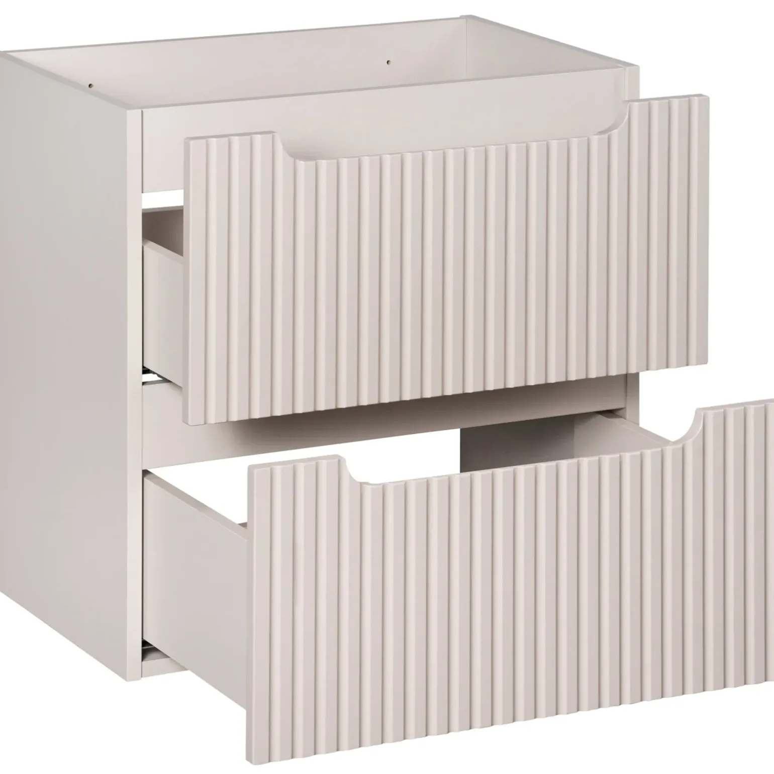 Mobile bagno sospeso 140cm cannettato 4 cassetti beige bianco Cleany