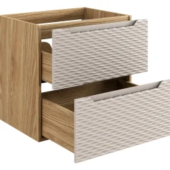 Mobile bagno sospeso 120cm con doppio lavabo da incasso beige rovere Swim