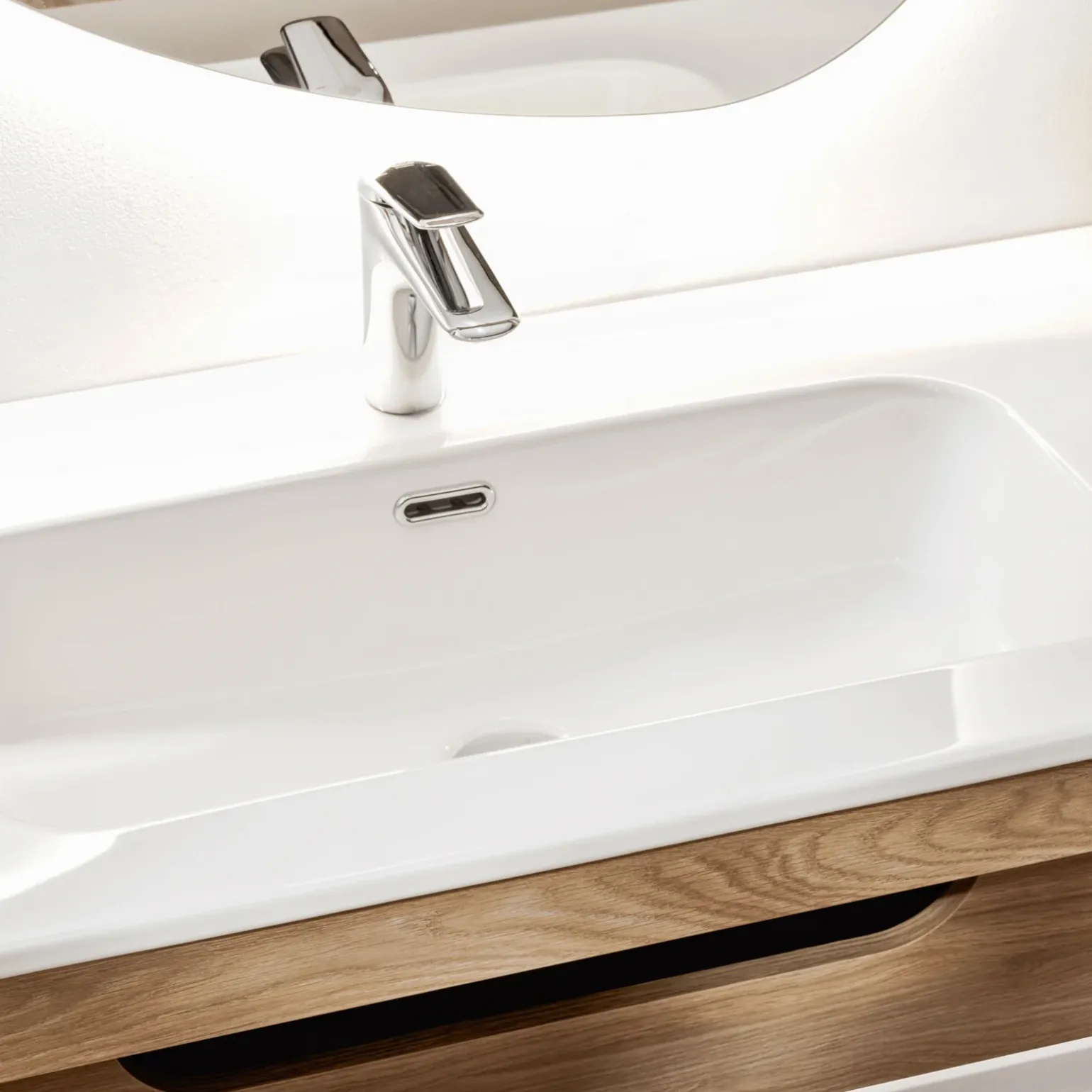 Mobile bagno sospeso 120cm con doppio lavabo da incasso beige rovere Swim