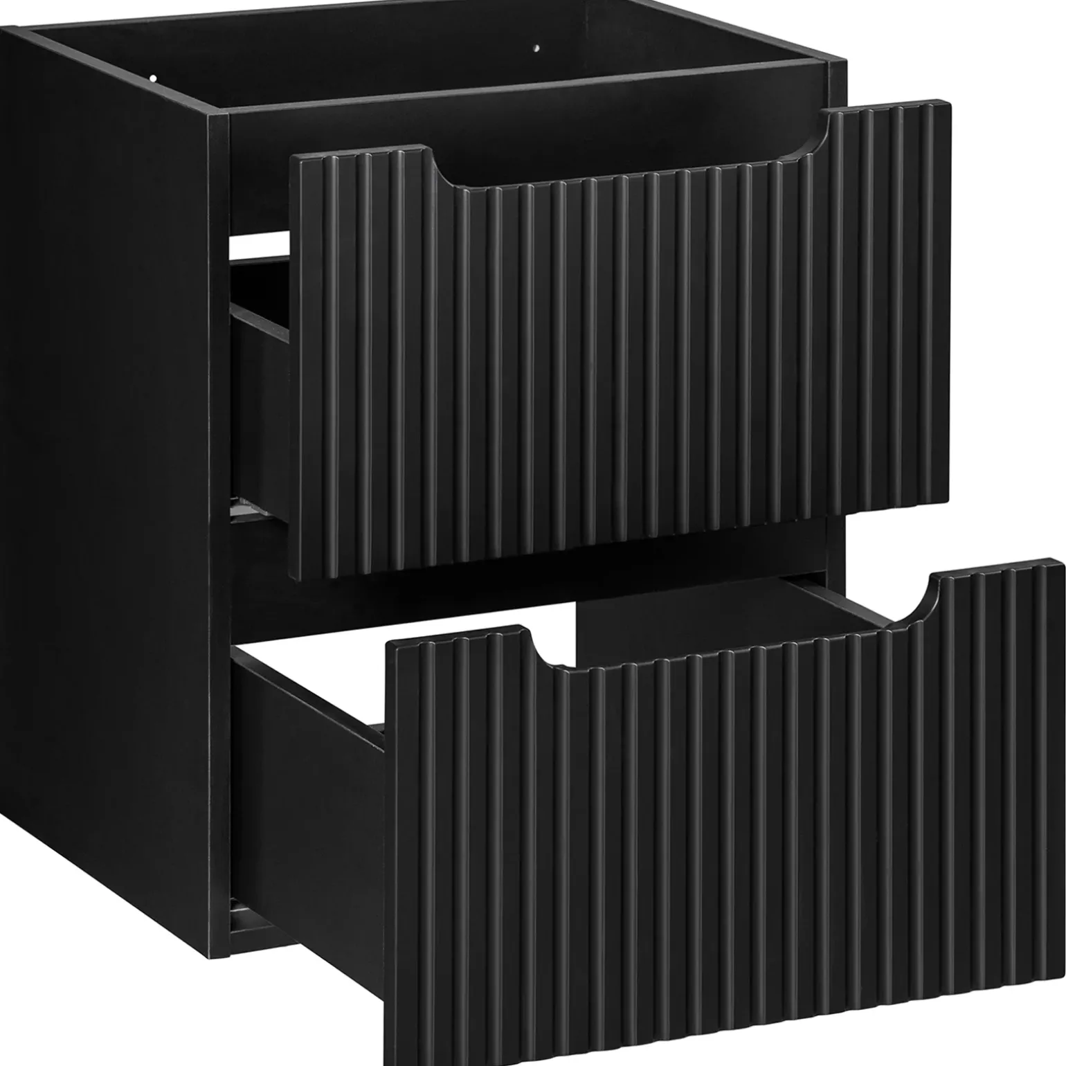 Mobile bagno sospeso 50cm cannettato con lavabo 2 cassetti nero Cleany
