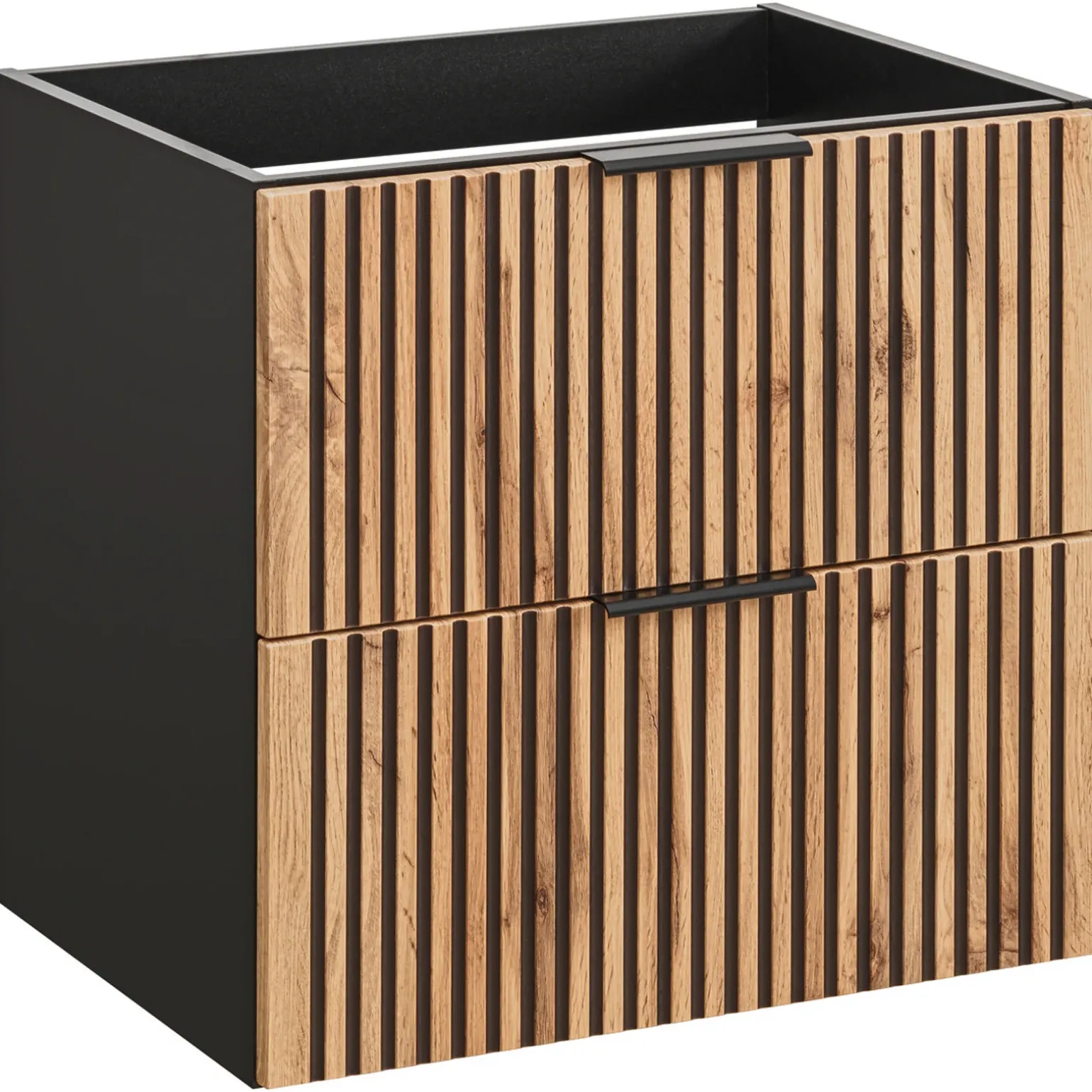 Mobile bagno sospeso 80cm cm 2 cassetti 2 vani quercia antracite Limpid