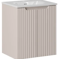 Mobile bagno sospeso 50cm cannettato con lavabo 2 ante beige Cleany