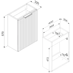 Mobile bagno sospeso 40cm cm con lavabo quercia antracite Limpid