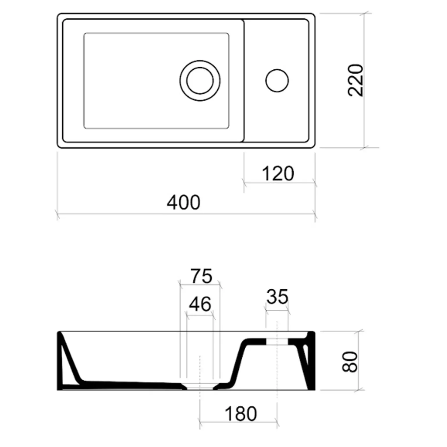 Mobile bagno sospeso 40cm cm con lavabo quercia antracite Limpid