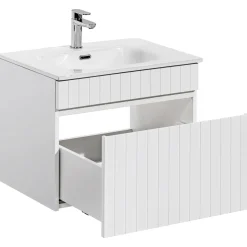 Mobile bagno sospeso 60cm cannettato con lavabo 1 cassettone bianco Autentic